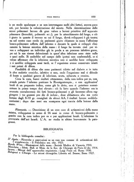 Folia medica periodico trimensile di patologia e clinica medica