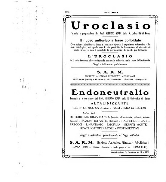 Folia medica periodico trimensile di patologia e clinica medica