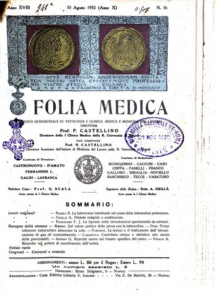 Folia medica periodico trimensile di patologia e clinica medica