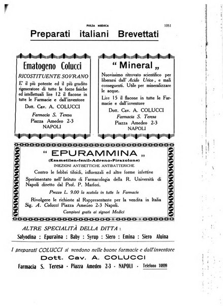 Folia medica periodico trimensile di patologia e clinica medica