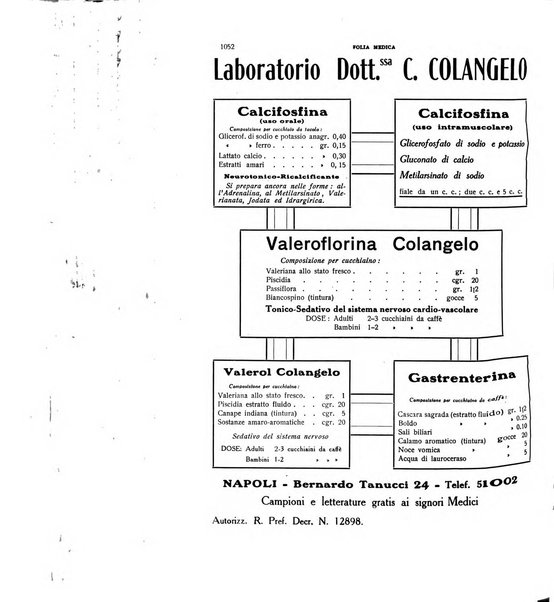 Folia medica periodico trimensile di patologia e clinica medica