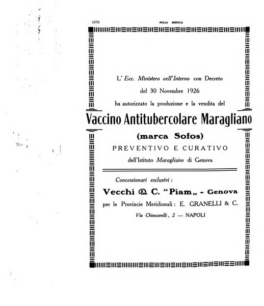 Folia medica periodico trimensile di patologia e clinica medica