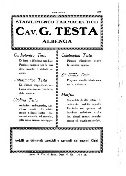 Folia medica periodico trimensile di patologia e clinica medica