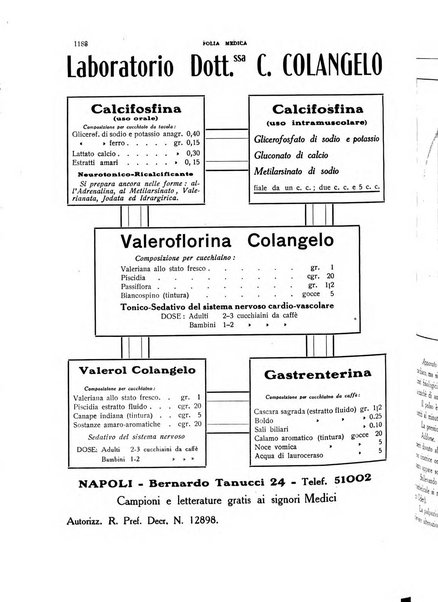 Folia medica periodico trimensile di patologia e clinica medica