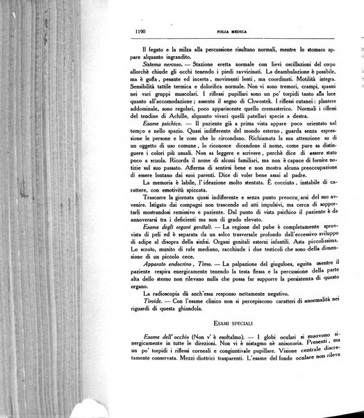 Folia medica periodico trimensile di patologia e clinica medica