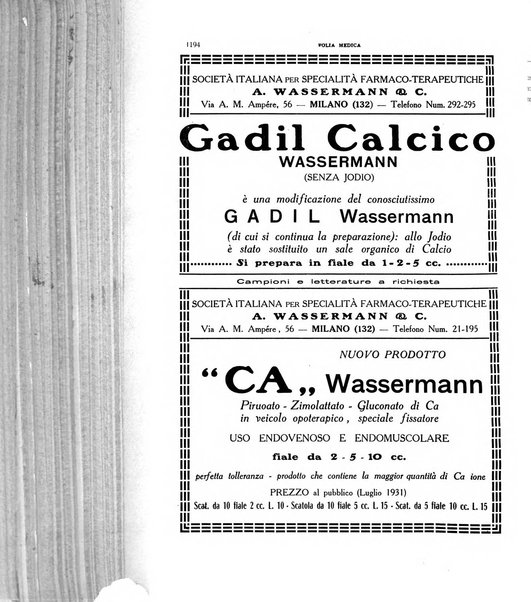 Folia medica periodico trimensile di patologia e clinica medica