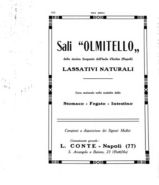 Folia medica periodico trimensile di patologia e clinica medica