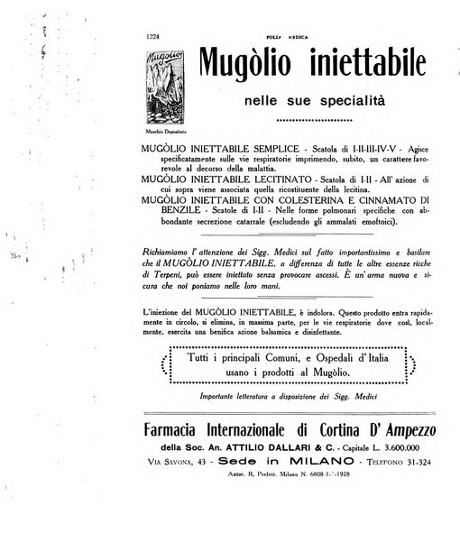 Folia medica periodico trimensile di patologia e clinica medica