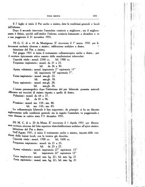 Folia medica periodico trimensile di patologia e clinica medica