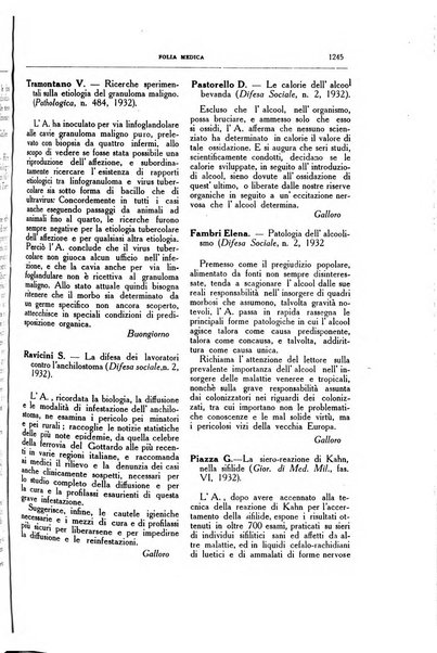 Folia medica periodico trimensile di patologia e clinica medica