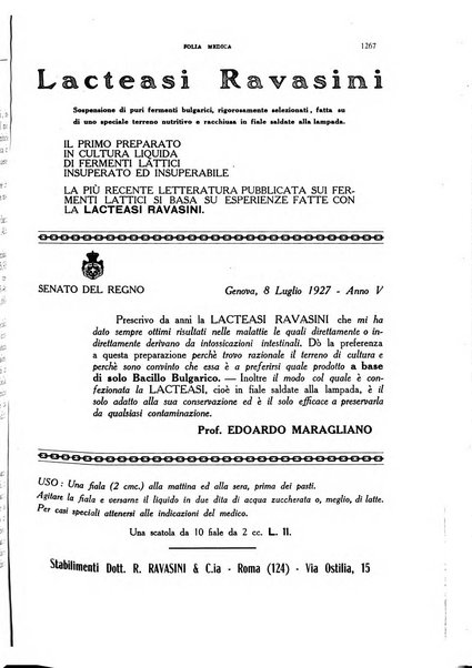 Folia medica periodico trimensile di patologia e clinica medica