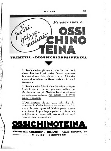 Folia medica periodico trimensile di patologia e clinica medica