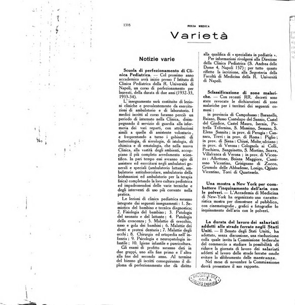 Folia medica periodico trimensile di patologia e clinica medica