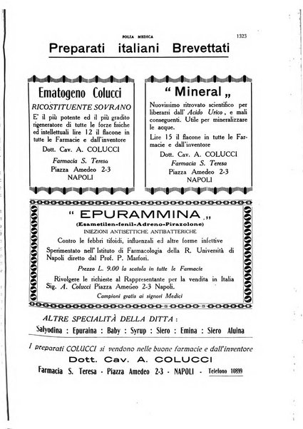 Folia medica periodico trimensile di patologia e clinica medica