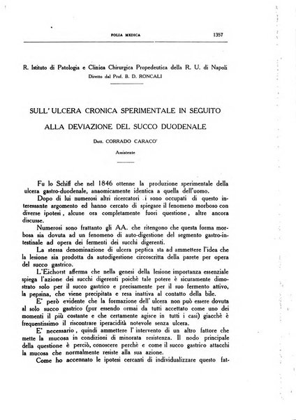 Folia medica periodico trimensile di patologia e clinica medica