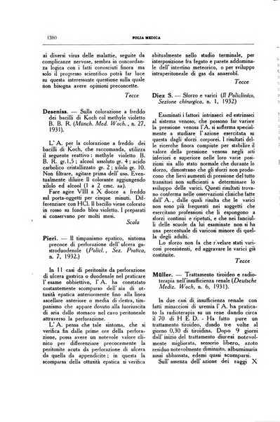 Folia medica periodico trimensile di patologia e clinica medica