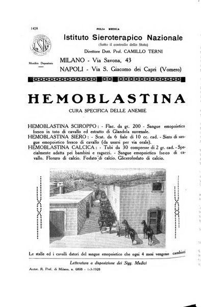 Folia medica periodico trimensile di patologia e clinica medica