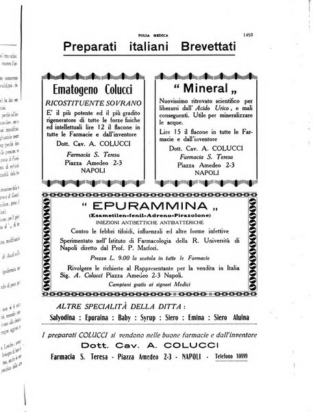 Folia medica periodico trimensile di patologia e clinica medica