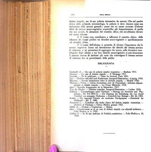 Folia medica periodico trimensile di patologia e clinica medica