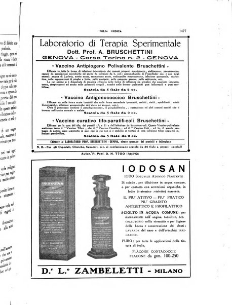 Folia medica periodico trimensile di patologia e clinica medica