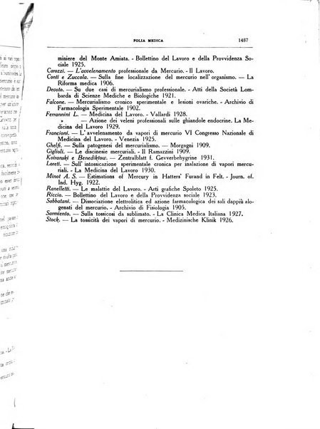 Folia medica periodico trimensile di patologia e clinica medica