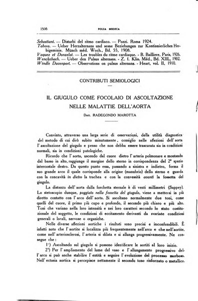 Folia medica periodico trimensile di patologia e clinica medica