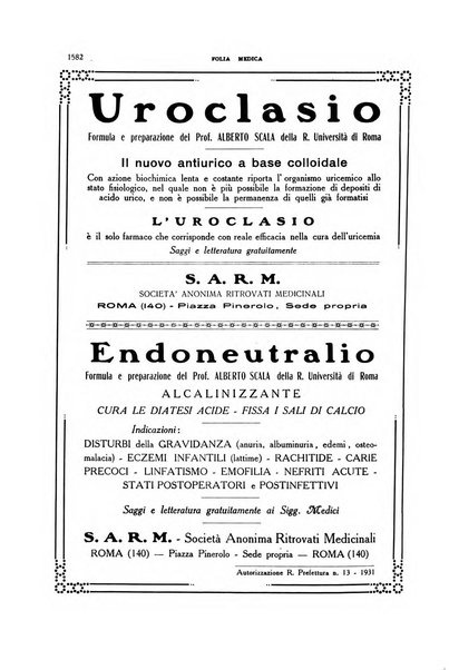 Folia medica periodico trimensile di patologia e clinica medica