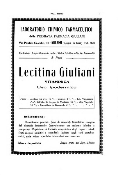 Folia medica periodico trimensile di patologia e clinica medica