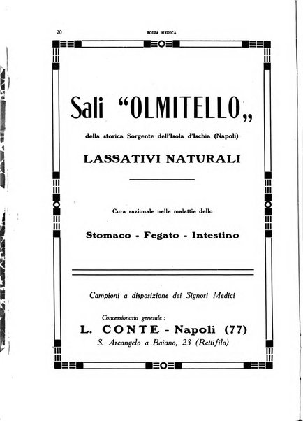 Folia medica periodico trimensile di patologia e clinica medica