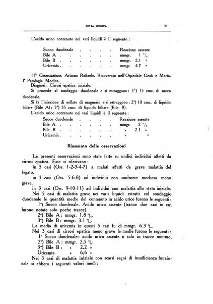 Folia medica periodico trimensile di patologia e clinica medica