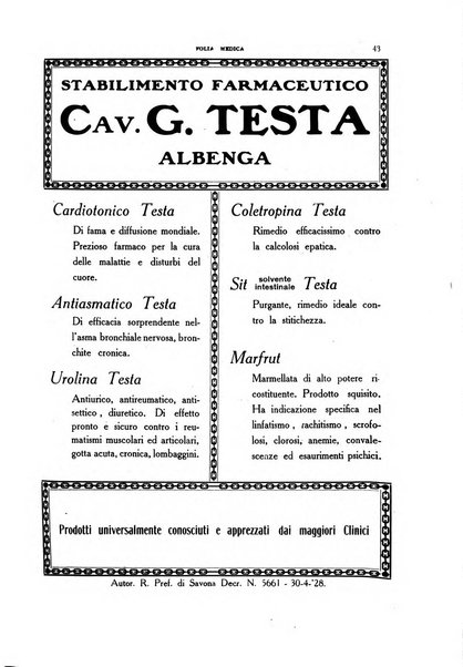 Folia medica periodico trimensile di patologia e clinica medica