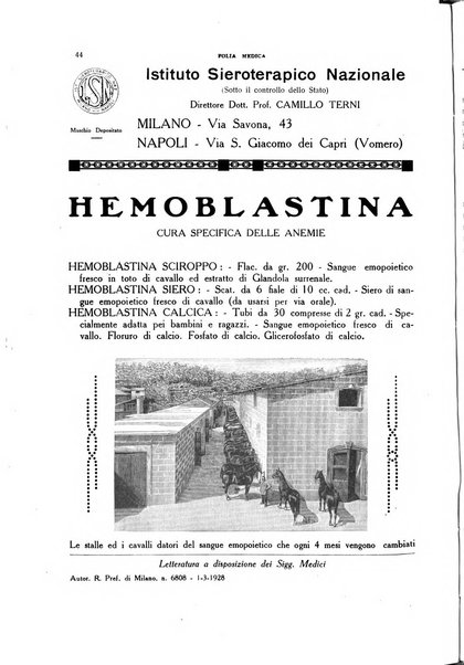 Folia medica periodico trimensile di patologia e clinica medica