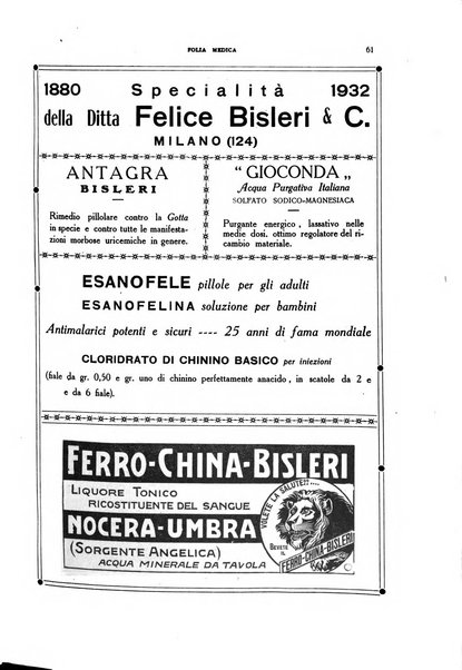 Folia medica periodico trimensile di patologia e clinica medica