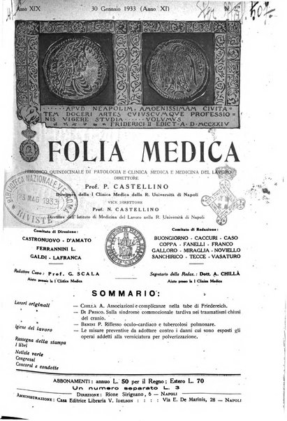 Folia medica periodico trimensile di patologia e clinica medica