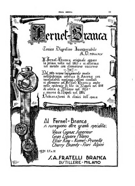 Folia medica periodico trimensile di patologia e clinica medica