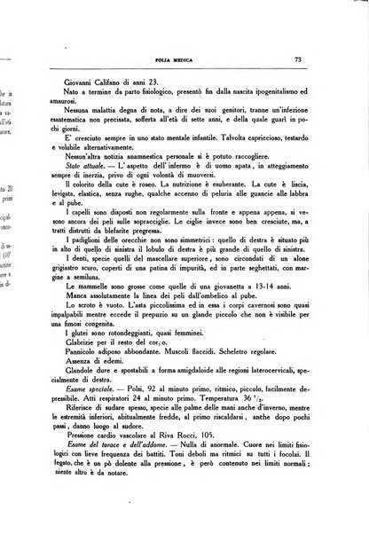 Folia medica periodico trimensile di patologia e clinica medica