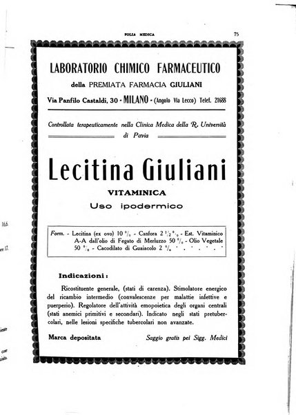 Folia medica periodico trimensile di patologia e clinica medica