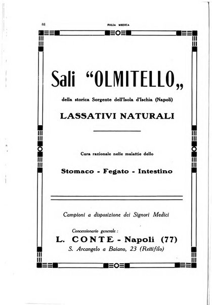 Folia medica periodico trimensile di patologia e clinica medica