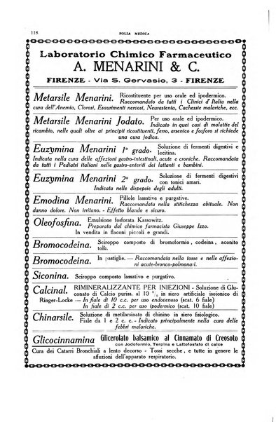 Folia medica periodico trimensile di patologia e clinica medica