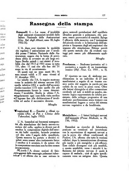 Folia medica periodico trimensile di patologia e clinica medica