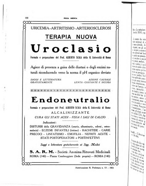 Folia medica periodico trimensile di patologia e clinica medica