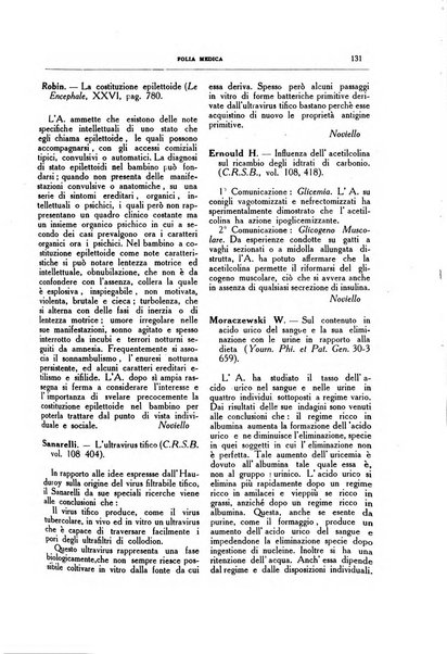 Folia medica periodico trimensile di patologia e clinica medica