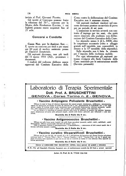 Folia medica periodico trimensile di patologia e clinica medica