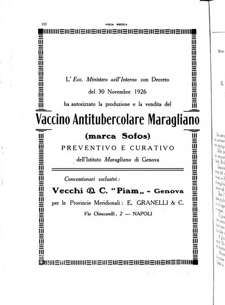 Folia medica periodico trimensile di patologia e clinica medica