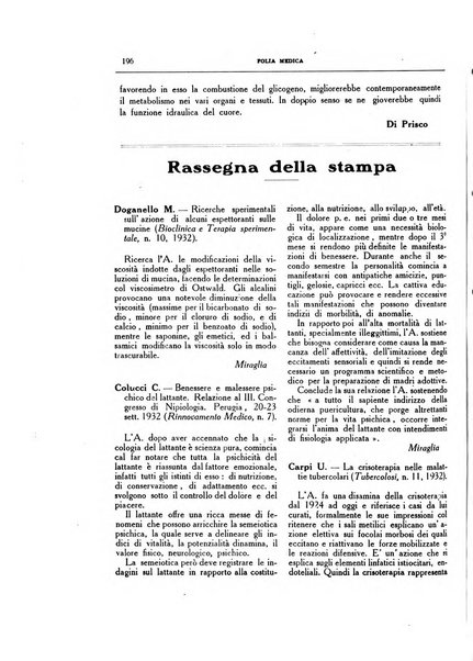 Folia medica periodico trimensile di patologia e clinica medica