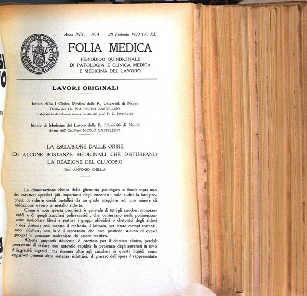 Folia medica periodico trimensile di patologia e clinica medica