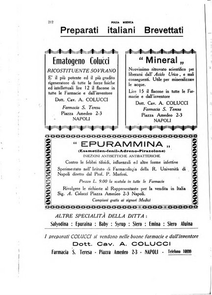 Folia medica periodico trimensile di patologia e clinica medica