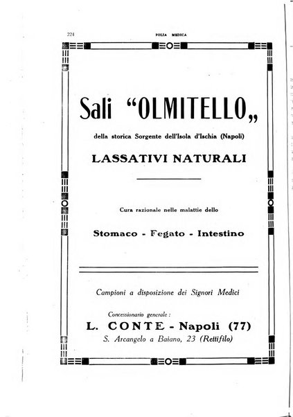 Folia medica periodico trimensile di patologia e clinica medica