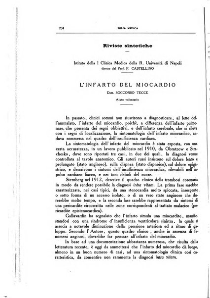 Folia medica periodico trimensile di patologia e clinica medica