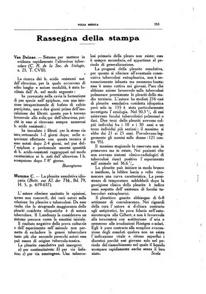 Folia medica periodico trimensile di patologia e clinica medica